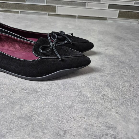 8 Aerosoles Doran Black Suede Pointy Toe Flats - Picture 6 of 8